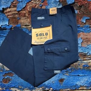 Vintage 90s Solo Semore Blue Mens Baggy Cargo Wide Leg pants Size 29 Skater NWT